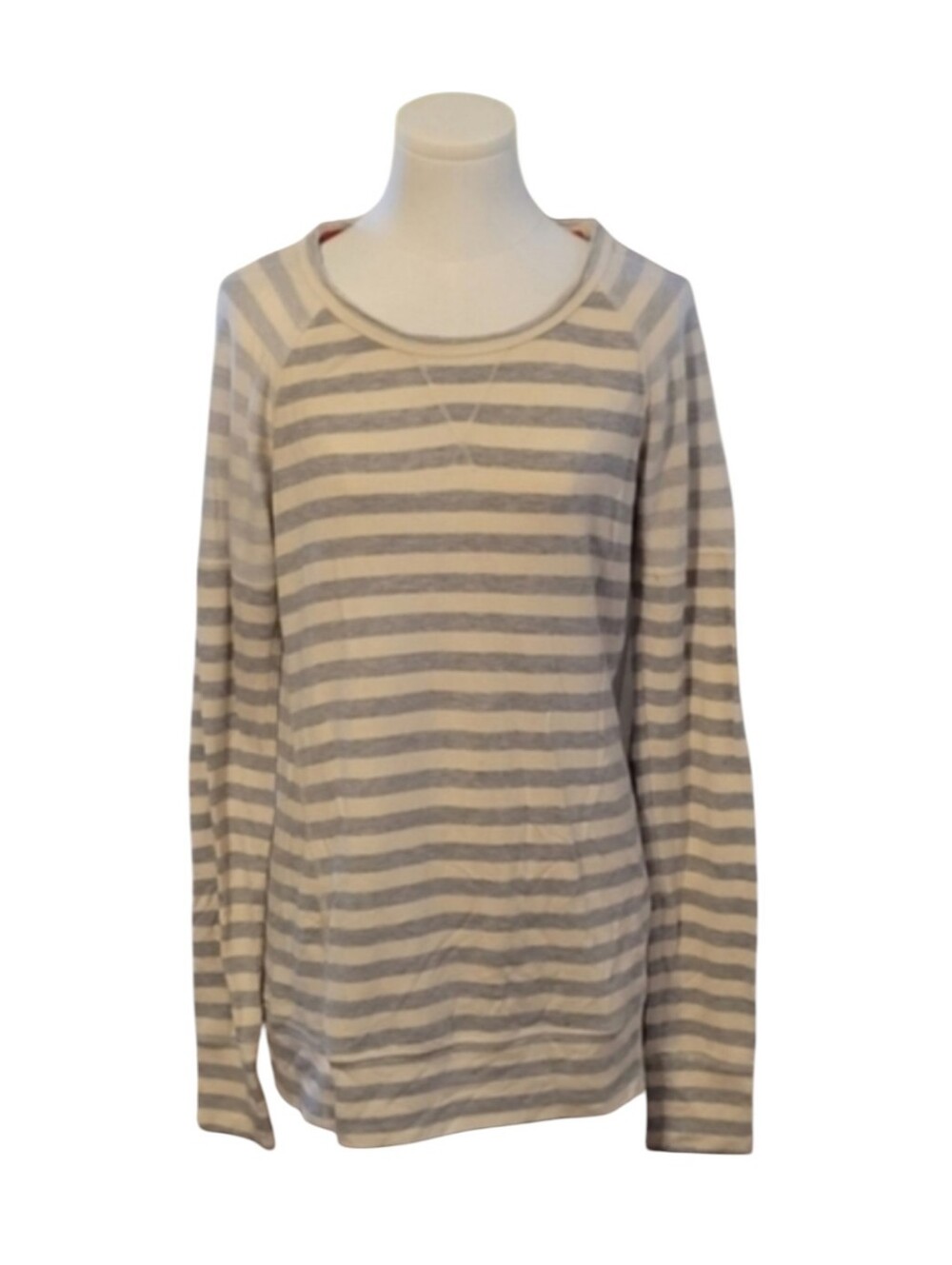 A Pea In The Pod Vintage Striped Gray Cream Long Sleeve Sweater Size Small